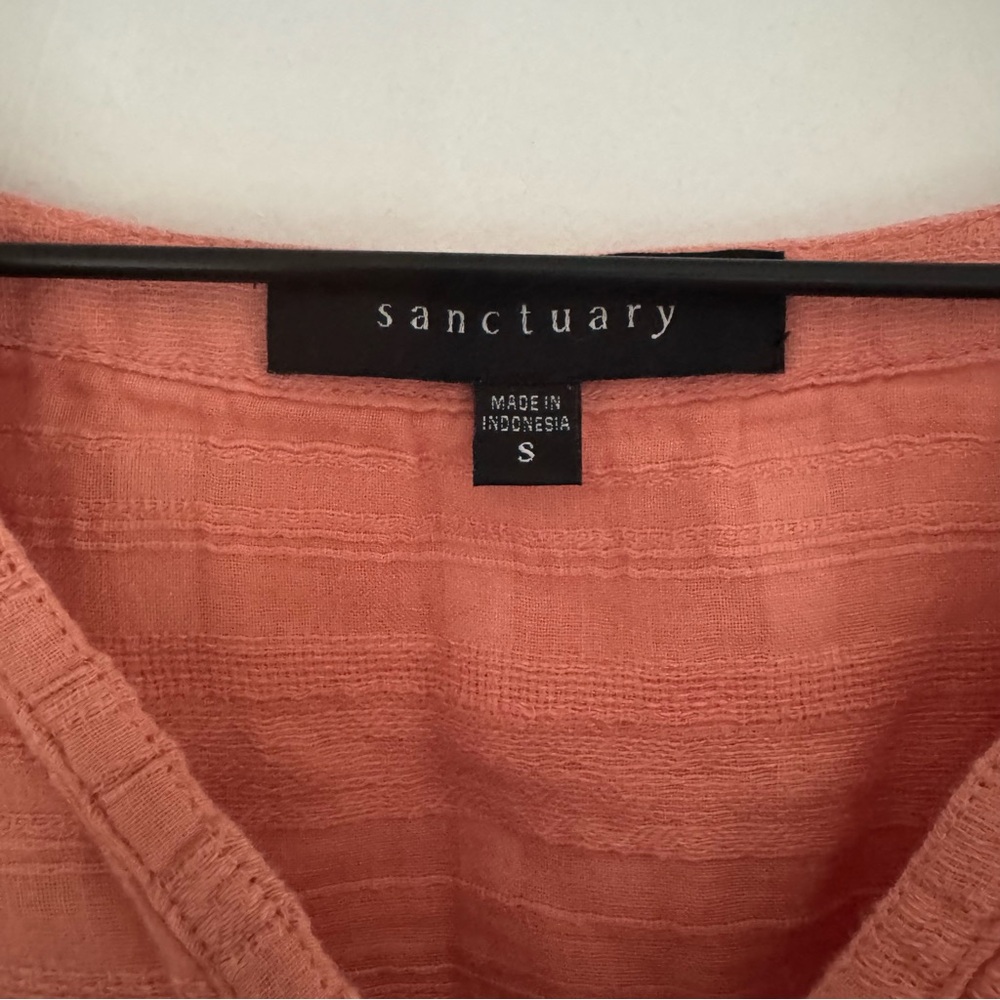 Sanctuary Peach Button-Down Blouse Women’s Size S Boho Chic Top - Picture 4 of 10